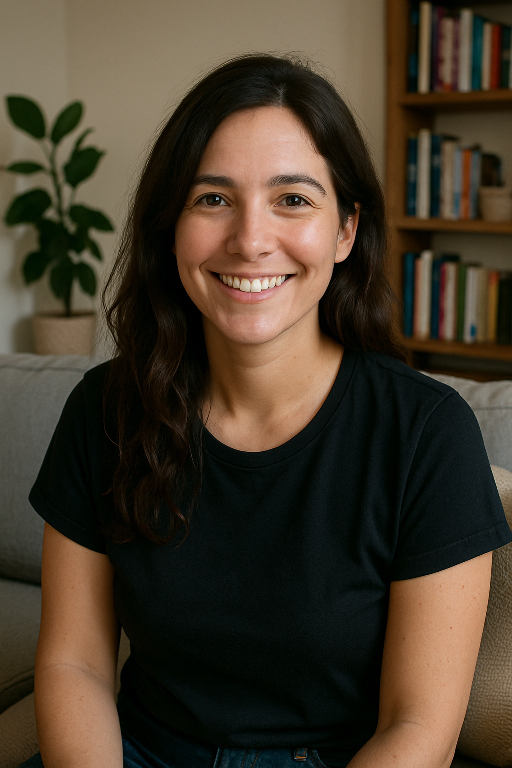 Camila Torres at home, smiling — retention is trust.